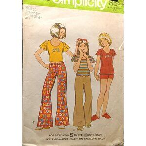 Vintage Simplicity 5535 Sewing Pattern Girls Stretch Knit Outfit Size 12 Breast
